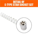 11Pc Female E Torx Star Socket Set Rail E4 - E20 External Star Torque Socke O9A1