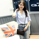 Women's Clutch Bag Simple Black Leather Crossbody Bags Enveloped Shaped Sma