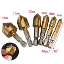 Degree Hex Shank Five Edge Chamfer Countersink Kit Drill Bit Set 6-19mm  D MRZ