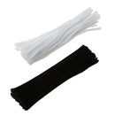 100 Pieces Shilly-stick Chenille Stems Pipe Cleaners Kids DIY Toys - White&Black