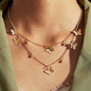 Butterfly Choker Necklace Women Double Layer Pendant Clavicle Chain Jewelry