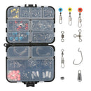 170pcs Fishing Swivels Snaps Hooks Beads Lead Sinker Carp Fishing Tackle