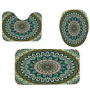 4Pcs Home Bathroom Decor Set Green Mandala Pattern Toilet Seat Cover Bath M
