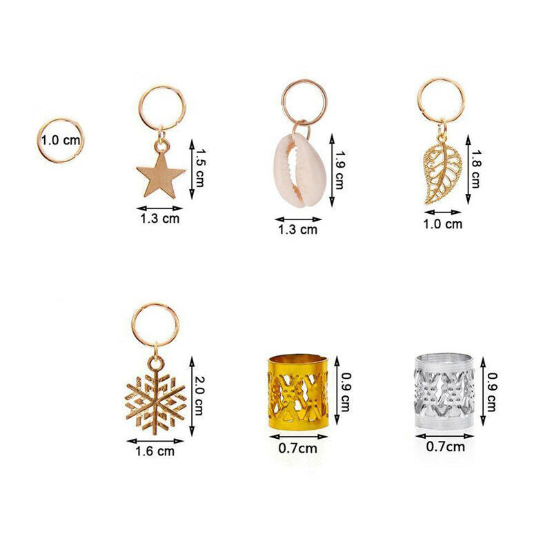 80Pcs Decorations Pendants Dreadlocks Beads Metal Cuffs Hair Rings Clips â„–[