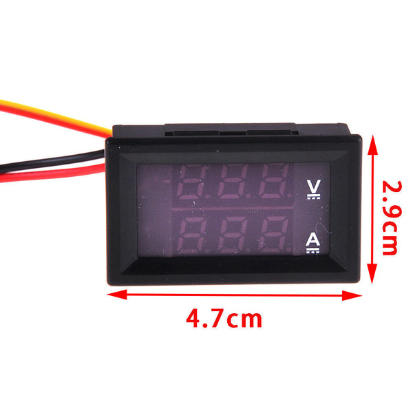 Digital Red LED Voltage Meter DC100V 10A Voltmeter Ammeter Blue+Red LED Amp N Gw