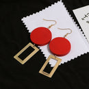 Fashion Diy Wooden Round Earrings Jewelry Long Earrings Geometric Rectangul M3P2