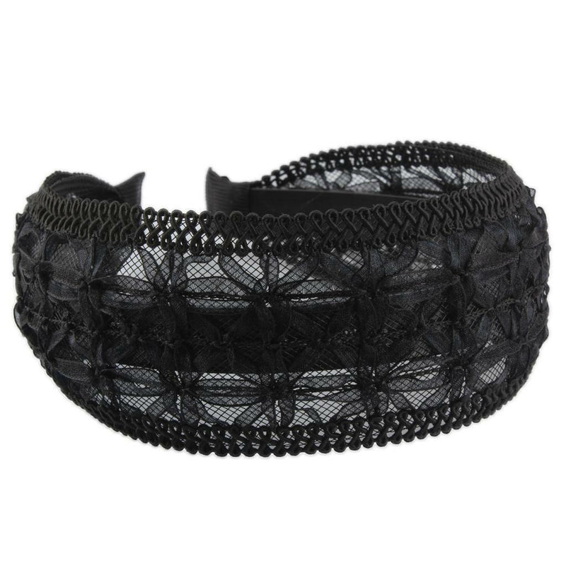 Gothic Lace Headband Flower Head Band Hoop Headpiece Hair Wrap Black 5.4cm