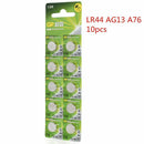 10PCS A76 LR44 AG13 L1154 1.5V Alkaline Button Cell Coin Pack Battery Batteries