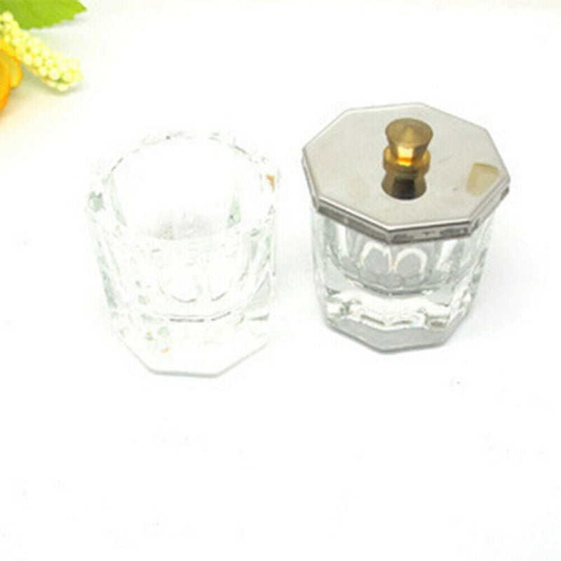 Nail Art Acrylic Crystal Glass Dappen Dish Bowl Cup Clear Nail Tools with Lid