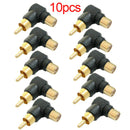 10Pcs RCA right angle adapter plug M/F male to female 90 degree elbowÃ‚Â Brass