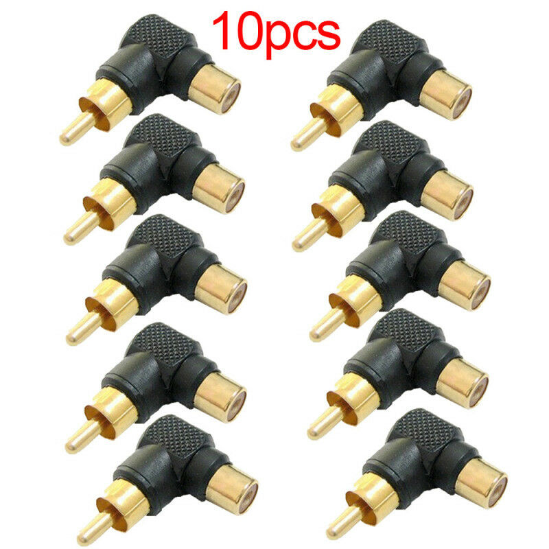 10Pcs RCA right angle adapter plug M/F male to female 90 degree elbowÃ‚Â Brass