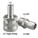 Stainless Steel 1/2'' MPT Male Beer Quick Disconnect Connect Set Home Brew