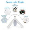 SMD2835 Waterproof Super Bright 45W LED Bulb Garage Lights Foldable Fan Bla