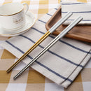1 Pair Stainless Steel Chopsticks and 1 Wooden Bowl for Sald Fruit Dinner