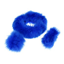 3Pcs/set Winter blue long wool warm plush car steering wheel handbrake coversJA_