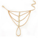 Women Cuff Bracelet Hand Harness Punk Multilayer Tassels Chain Link Ring FT
