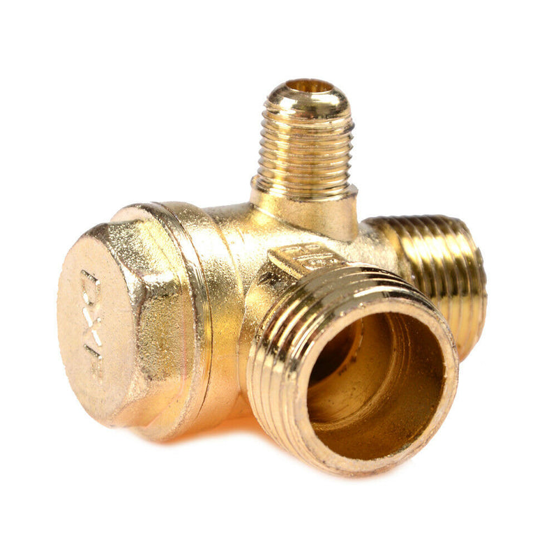 Air Compressor 3-Port Brass Male Threaded Check Valve Connector Tool A Cy