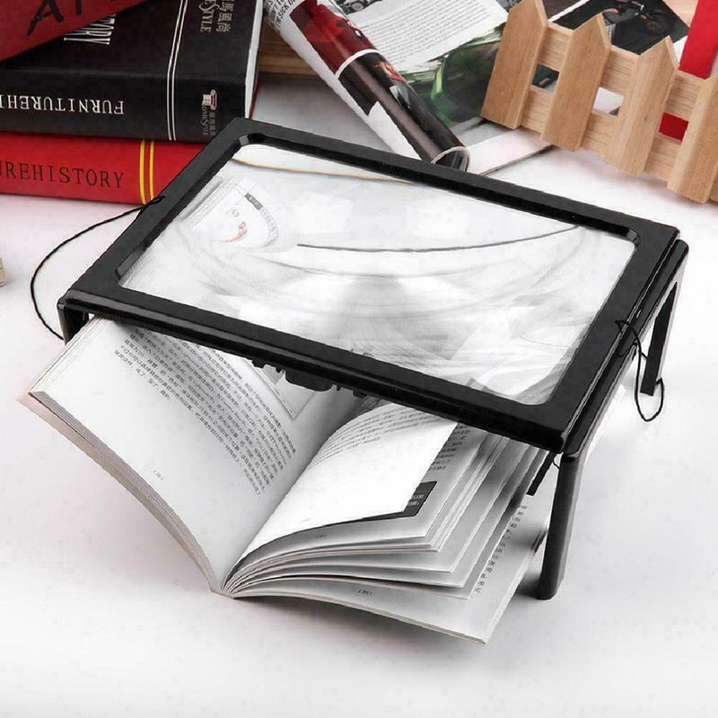 Full Page 3x Magnifier With LED Light Magnifying Glass Aid Lens Reading Boo Y0K4