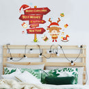 Merry Christmas Window Stickers Deer Signs Removable Adhesive Wall Posters A