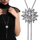 Fashion Women Crystal Rhinestone Flower Pendant Long Sweater Chain Necklace  3C