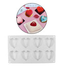 Diamond Heart Silicone Mold, 8 Cavities Non-stick Easy Release Heart Shaped Mold