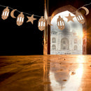 10pcs/set Eid Mubarak Pendants Wood Star Moon Lantern Banner Ramadan Decor