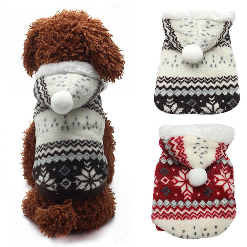 Small Puppy Dog Snow Jumpsuit Snowlake Jacket Hooded Hoodie Warm Clothes M