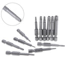 12Pc security bits torx screwdriver tool set 1/4" hex shank T5-40 too P_ES