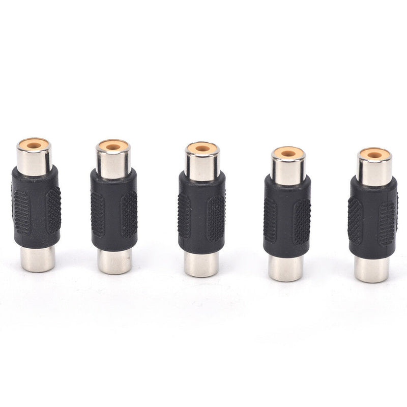 5pcs Female RCA Audio/Video AV Cable Cord Extension Adapter Connector Plug 3CAU