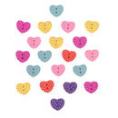20 pcs wood sewing button scrapbooking heart two holes dot pattern 15x13mm  ME