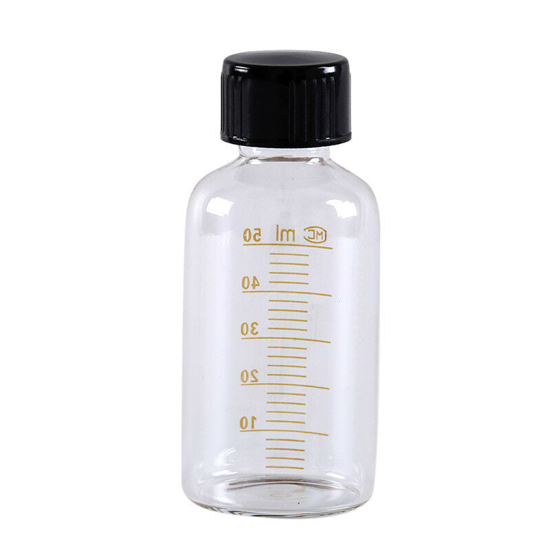 1pcs 50ml Scale lab glass vials bottles clear containers with black screw cap0K
