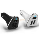 White Universal Fast 5.2 Amp Triple USB Ports Adapter Car Charger with Led