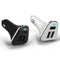 White Universal Fast 5.2 Amp Triple USB Ports Adapter Car Charger with Led
