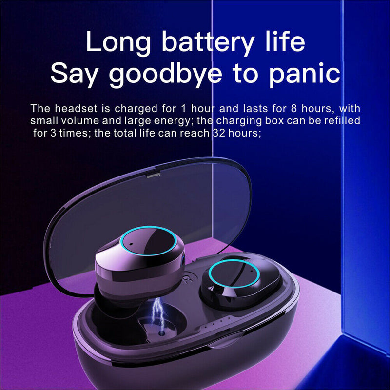 Wireless Bluetooth5.0 Earphones In-ear Sports Earbuds Waterproof w/Charging Case