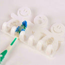 5 Slot Plastic Cute Smiling Cartoon Sucker Toothbrush Holder Suction Hooks