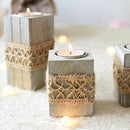 Rustic Wooden Tea light Candle Holder Chic Coffee Table Centerpieces Decor