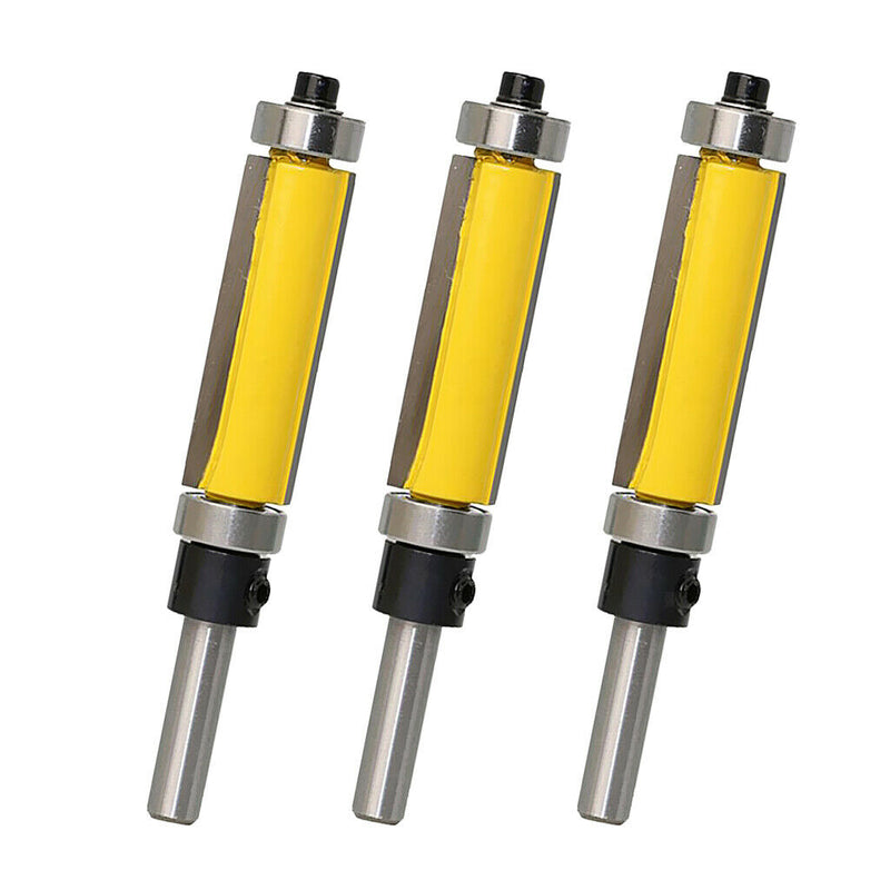 3pcs Tungsten Carbide Cutters, Top and Bottom Bearing Flush Trim Bits