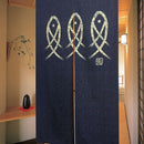 Japanese Noren Doorway Curtain Ancient Character Fish Tapestry For Home Dec