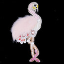 Pink Swan Beaded Rhinestone Embroidered Patch Sew on Applique Clothes Decor