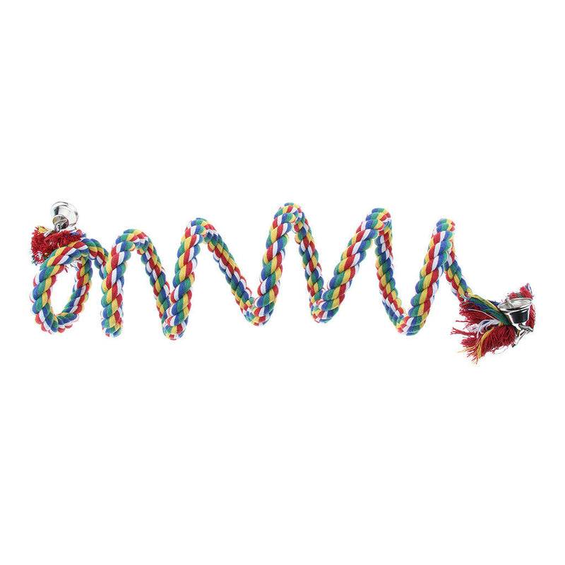 Bird Spiral Rope Perch, Cotton Parrot Swing Climbing Standing Toys w/ Bell