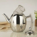 Stainless Metal Teapot Coffee Tea Kettle Loose Leaf Teapot with Infuser 1.5L