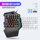 One Handed Gaming Keyboard, RGB LED Backlit, 35 Keys, Gaming Keypad with Wrist