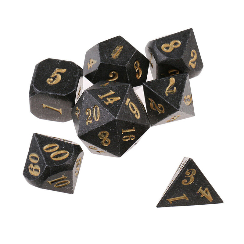 7pcs Zinc Alloy 14mm/0.55'' Dices Set for Dungeons &Dragons RPG MTG Games