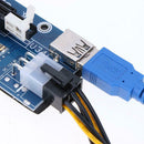 PCI-E1X to 16X Extender Riser Card 6Pin DC-DC USB3.0 Cable for Mining