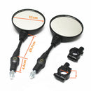 Motorcycle Rearview Side Mirror Black Round For 22mm Bar Scooter Street Bike