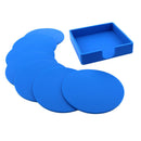 7pcs Rubber Silicone Hot Drink Coasters Round Place Mat Cup Holder,Blue