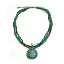 Latest Elegant Millet Chain Crystal Peacock Gem Pendant Necklace Jewelry Blue