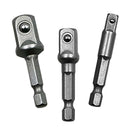 Socket Adapter Set 1/4" 3/8" 1/2" Drive 2" Long 3-Piece Home Repair Tool