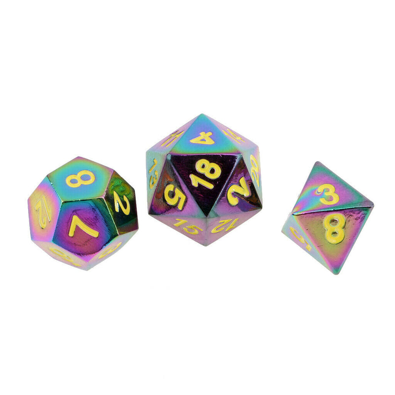 7 Pieces Opaque Zinc Alloy Polyhedral Dice D20 D12 D10 D8 D6 D4 Yellow Number