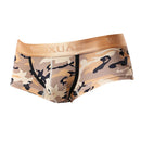 Mens Beige Camo T Shirt Summer Sports Tops  Brief Swim Trunk Set